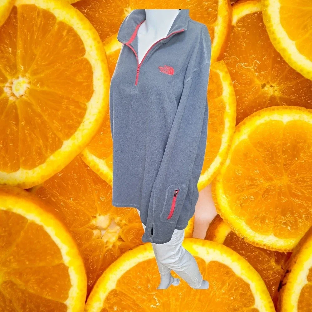 The North Face Fleece Pullover 1/4‎ Zip Lightweight Gray Mens L